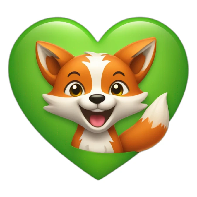 Happy Fox with a green heart in his hand  sticker