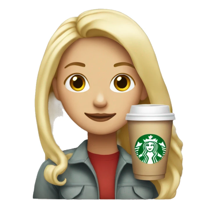Blonde girl holding Starbucks  sticker