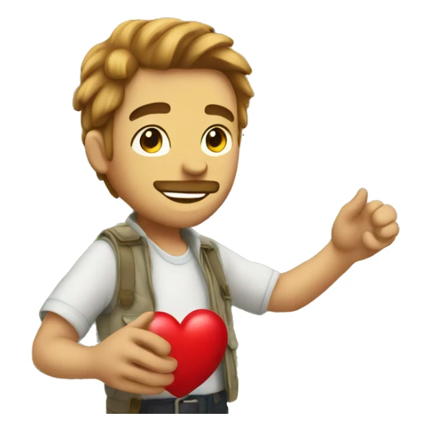 Sunny Day Jack holding a red heart sticker