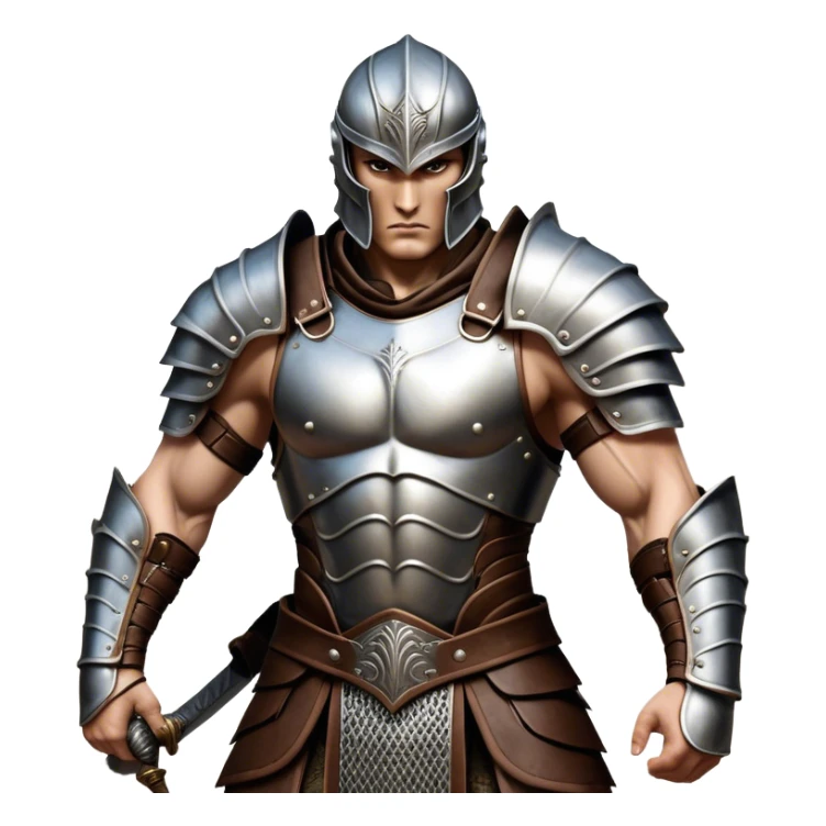 Cinematic Realistic WoW Human Warrior Portrait, captured in a dynamic, battle-ready stance, muscles defined beneath intricately detailed steel armor accented with rich leather. His chiseled visage and determined gaze are rendered with lifelike texture and dynamic natural lighting, high shine, evoking the fierce, relentless spirit of a human warrior in the midst of combat. sticker