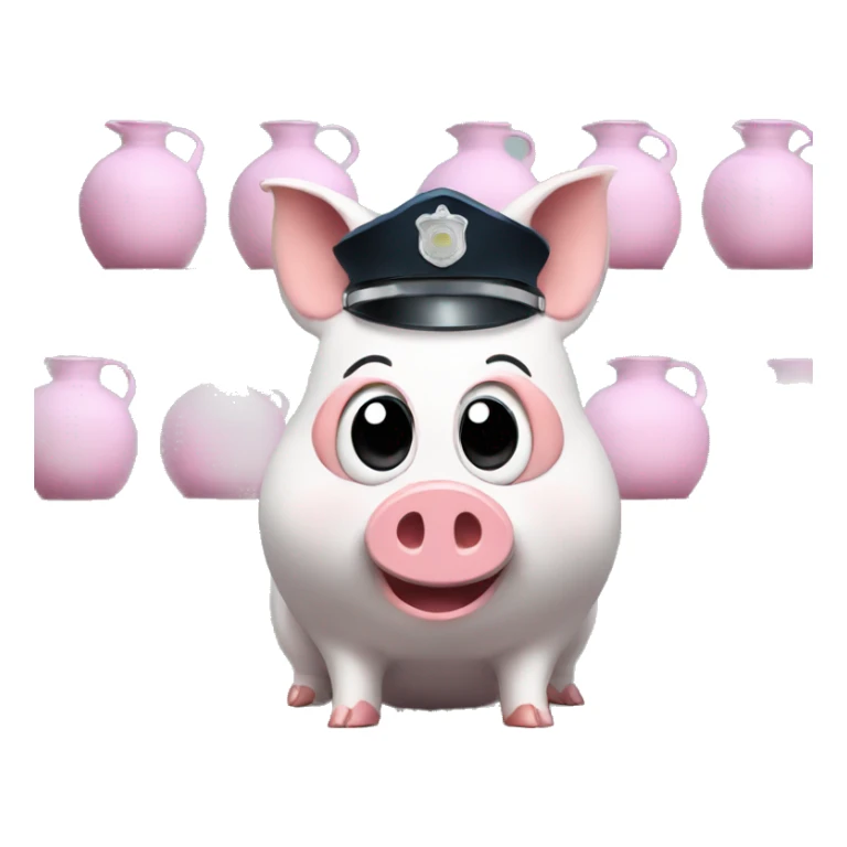 piggies in police outfit looking at falling jugs sticker