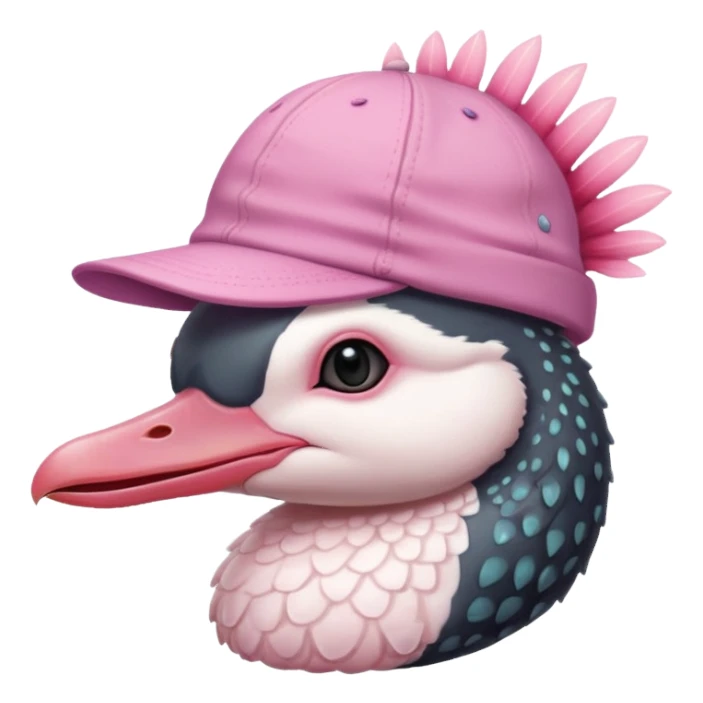 common loon wearing an axolotl hat sticker
