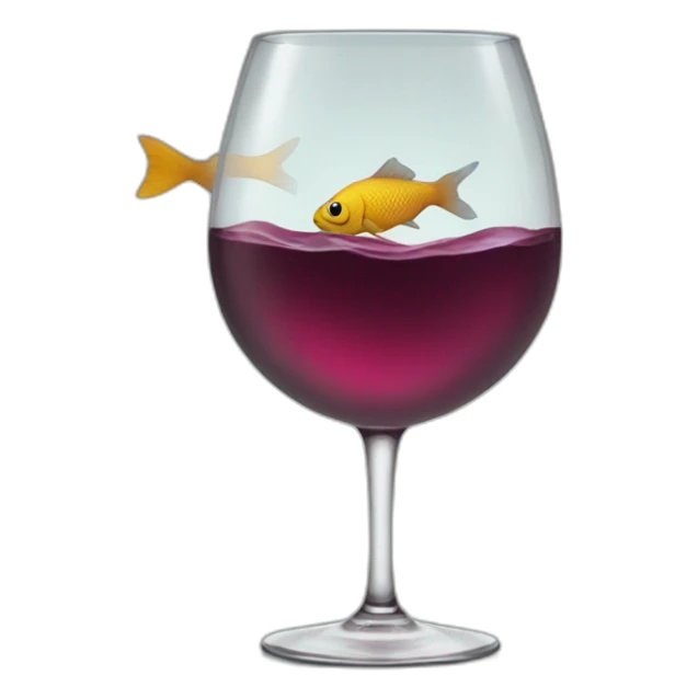 fish swimming in wine glass sticker