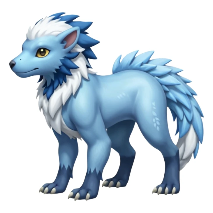 Icy scarf-covered glacial glistening glossy smooth soft flaky scaly furry hyper-realistic boreal Manectric-Absol-Luxray-Pyroar-Fakémon-fusion-animal-creature, full body  sticker