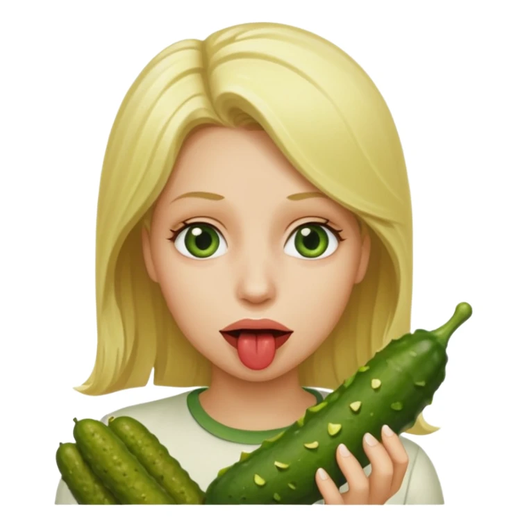 Naked Blonde with a pickle in her mouth sticker