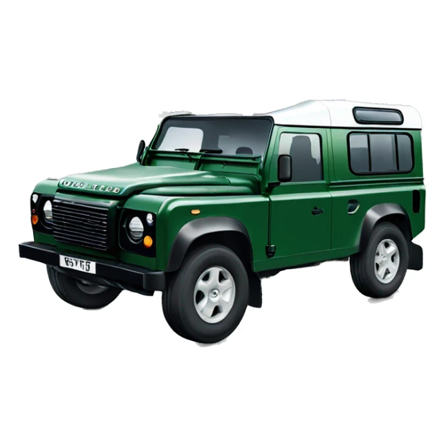Land Rover defender with Christmas tree tied to top sticker