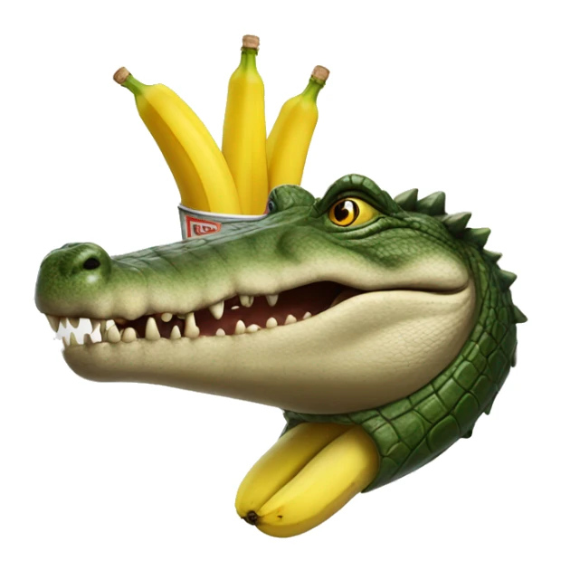 A crocodile with a banana on his head and a vodka in the hand  sticker