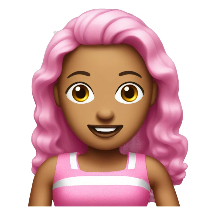 A potato wearing a pink barbie dress sticker