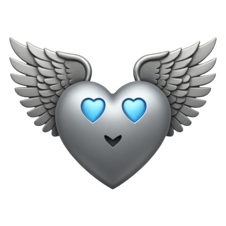 Corazon gris con alas y una venda todo gris sticker