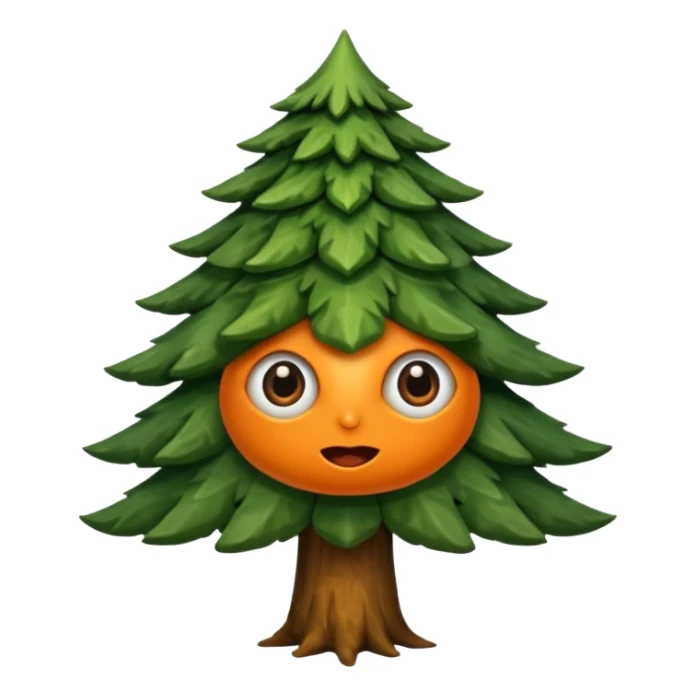 sapin avec deux gros yeux orange, pas de bouche sticker