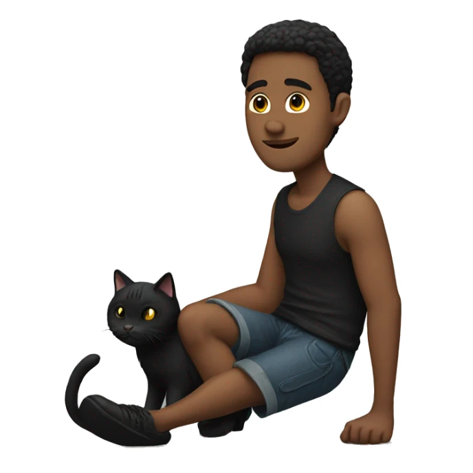 men with black cat in his knee sticker