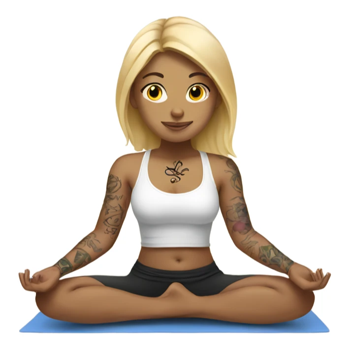  Blonde girl with tattoos doing yoga sticker