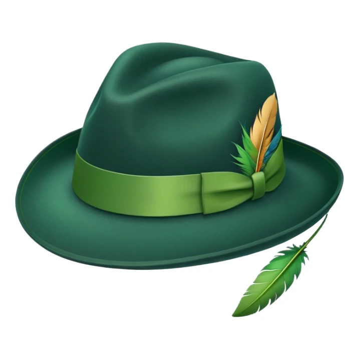a fedora emoji with a green band and a feather sticker