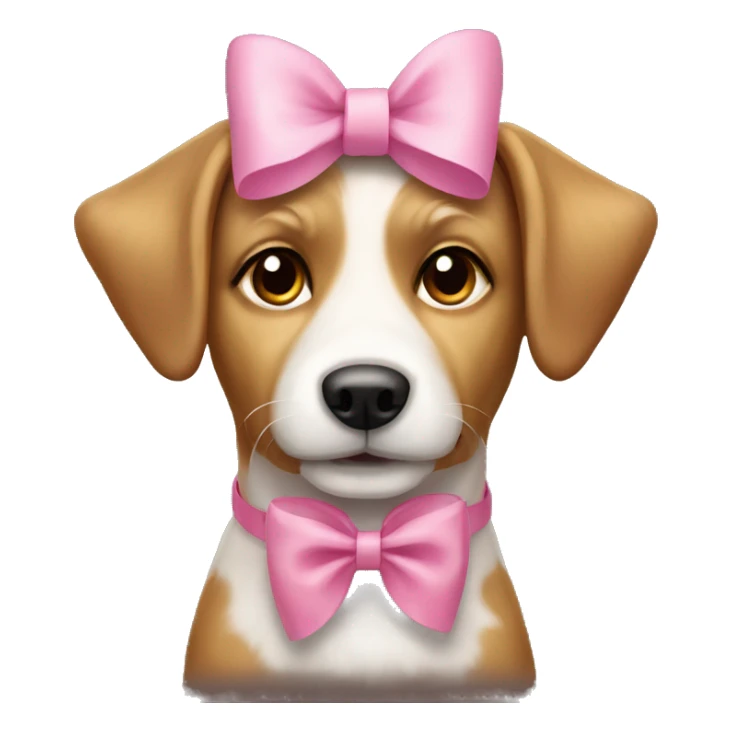 Light brown and white dog with pink bow sticker
