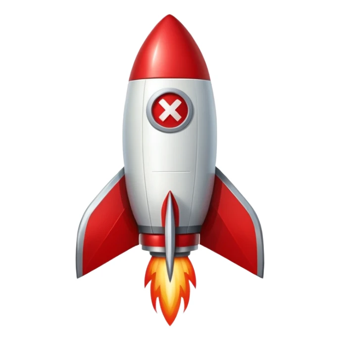rocket emoji with a bold X cross in the middle sticker