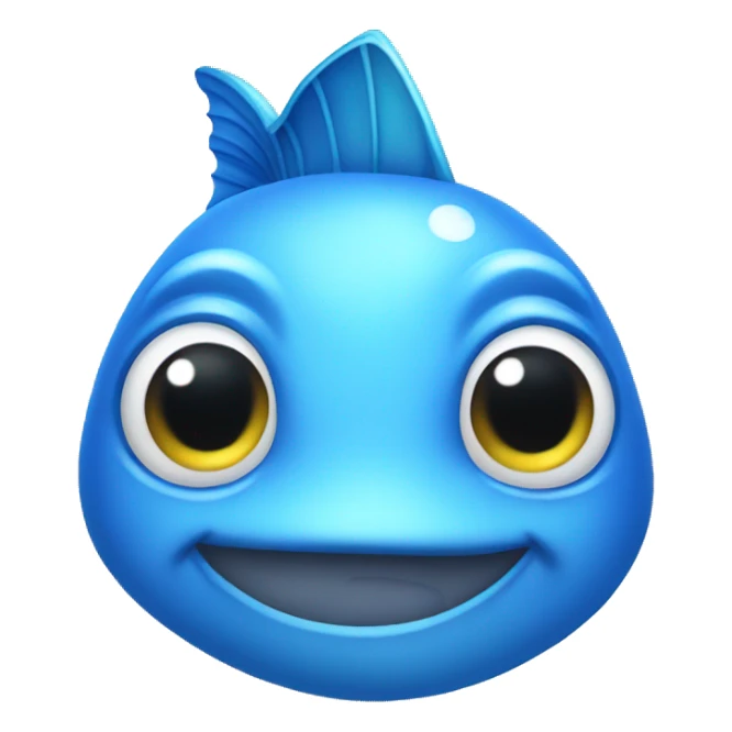 BLUE FISH EMOJI WITH A TIARA  sticker