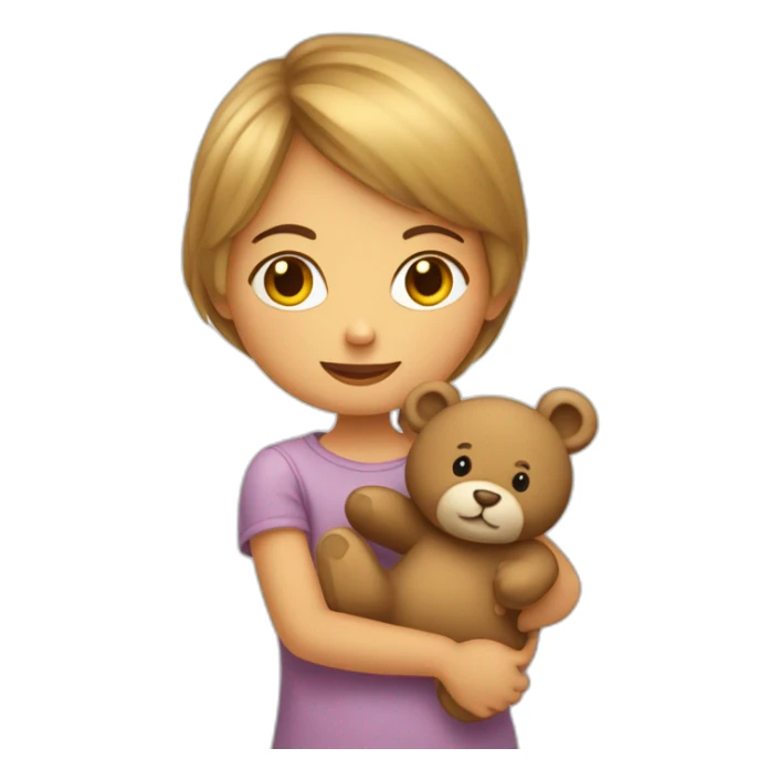 Fille un peu métisse avec un nounours sticker