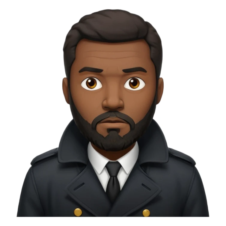 black bearded man in black in black trenchcoat  sticker