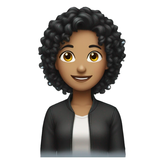 Girl with black curly hair is happy sticker
