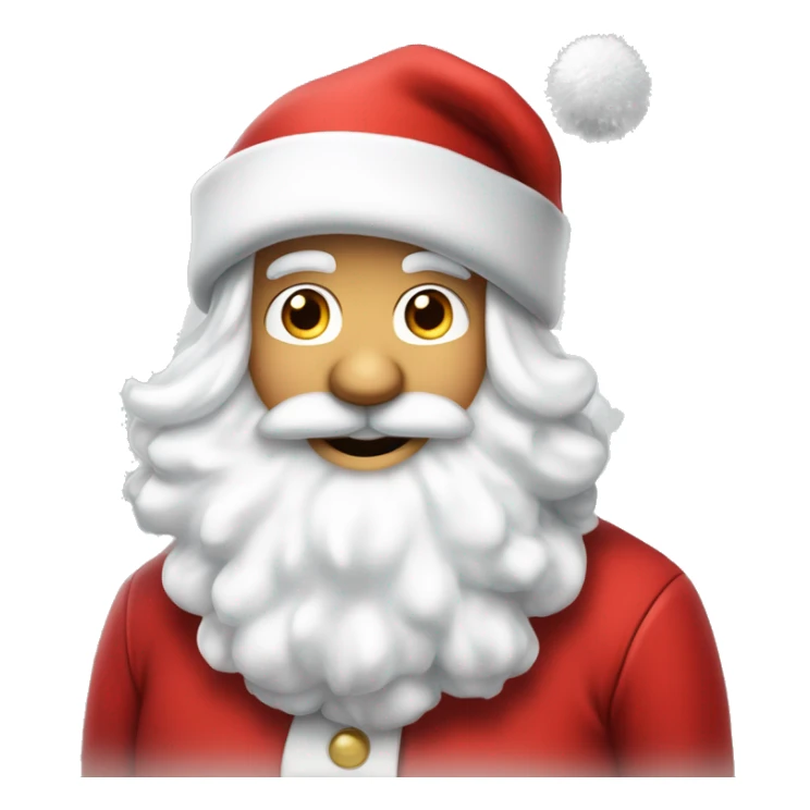 “An adorable Santa with a red suit, fluffy white beard, rosy cheeks, big eyes, and a red hat with a white pom-pom réaliste  sticker