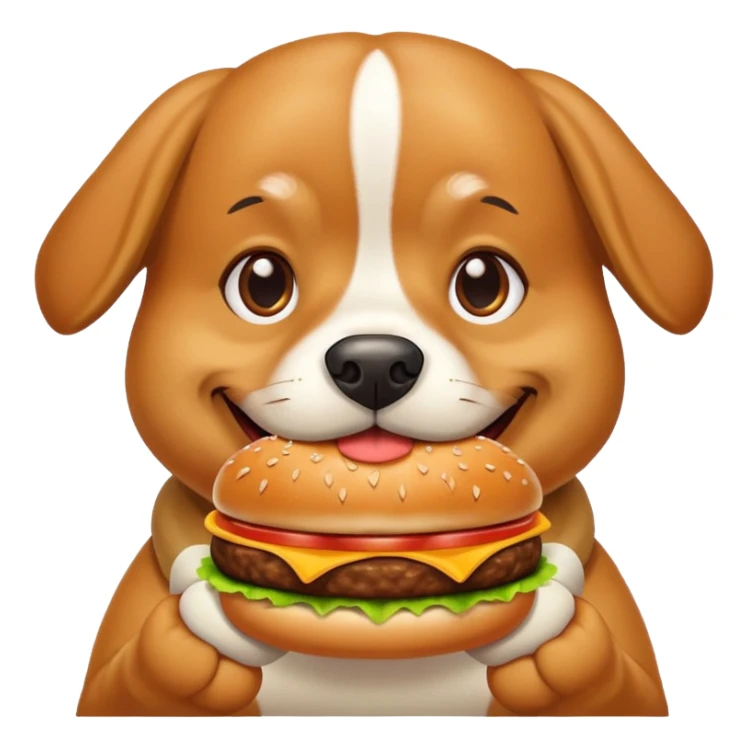 a dog eating a hamburger dog sticker