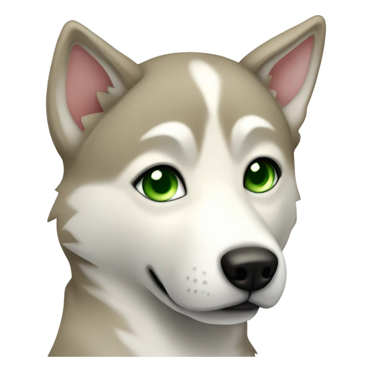 Beige husky with green eyes Rosa collar sticker
