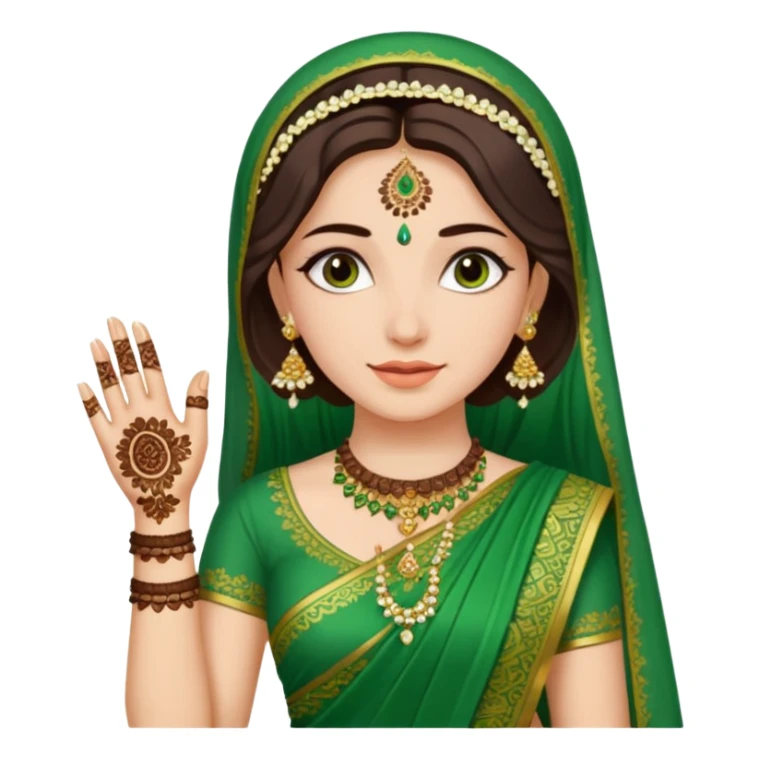 bride in mehendi Ceremony in green saree sticker