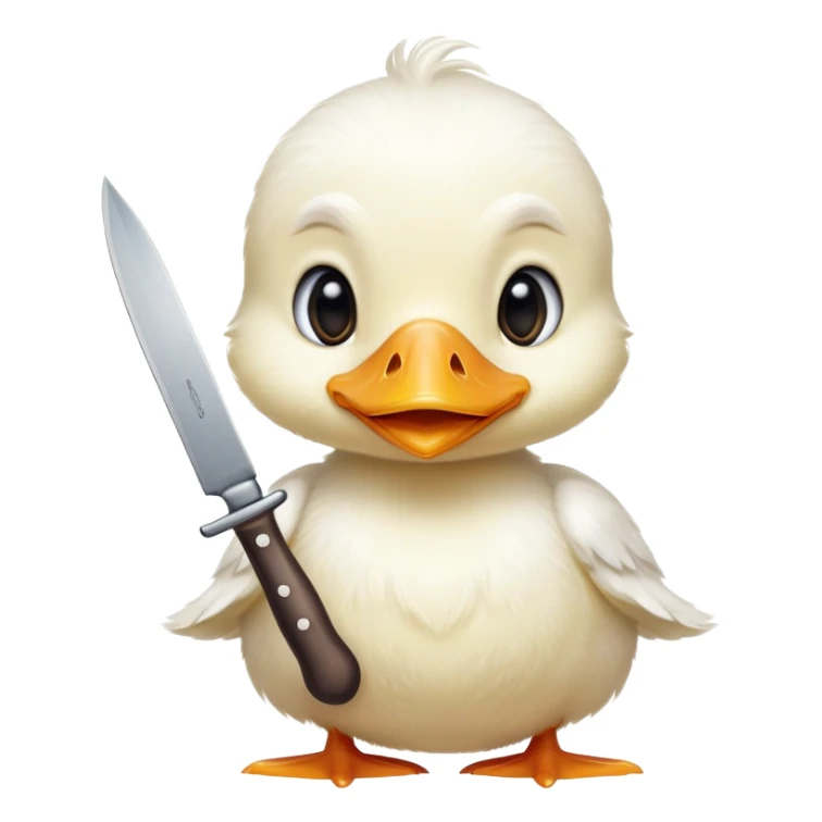 pato blanco y tierno con cuchillo en el pico  sticker