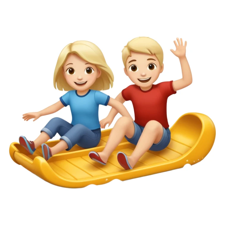 two children sliding together, happy and energetic sticker