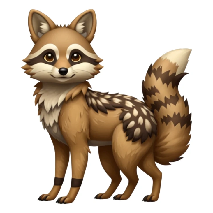 fantasy-tanuki-jackal-Coyote-marsupial-fursona-hybrid animal creature full body with intricate markings  sticker
