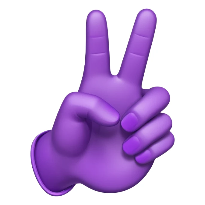 A 3D emoji-style hand pointing up with one finger (☝️), colored entirely in vibrant purple. Smooth, glossy texture, simple shading, no background. sticker