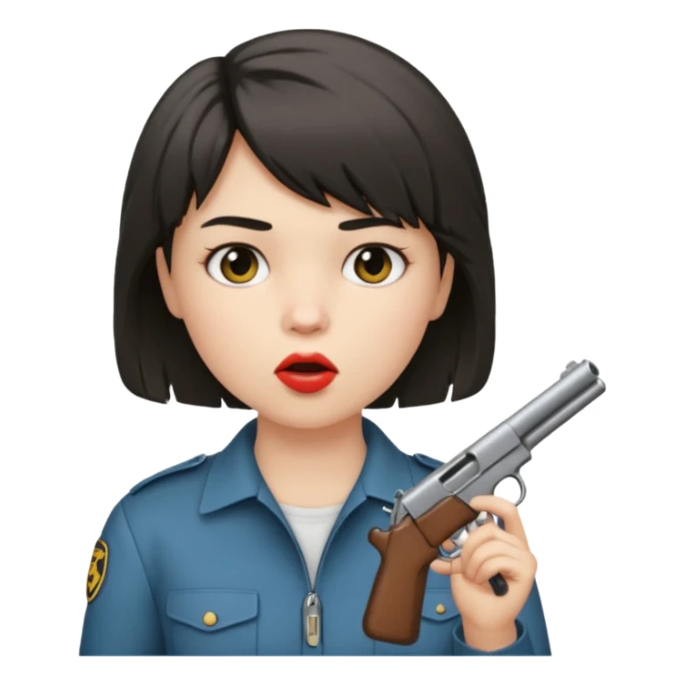 short hair girl with mullet putting gun in her mouth sticker