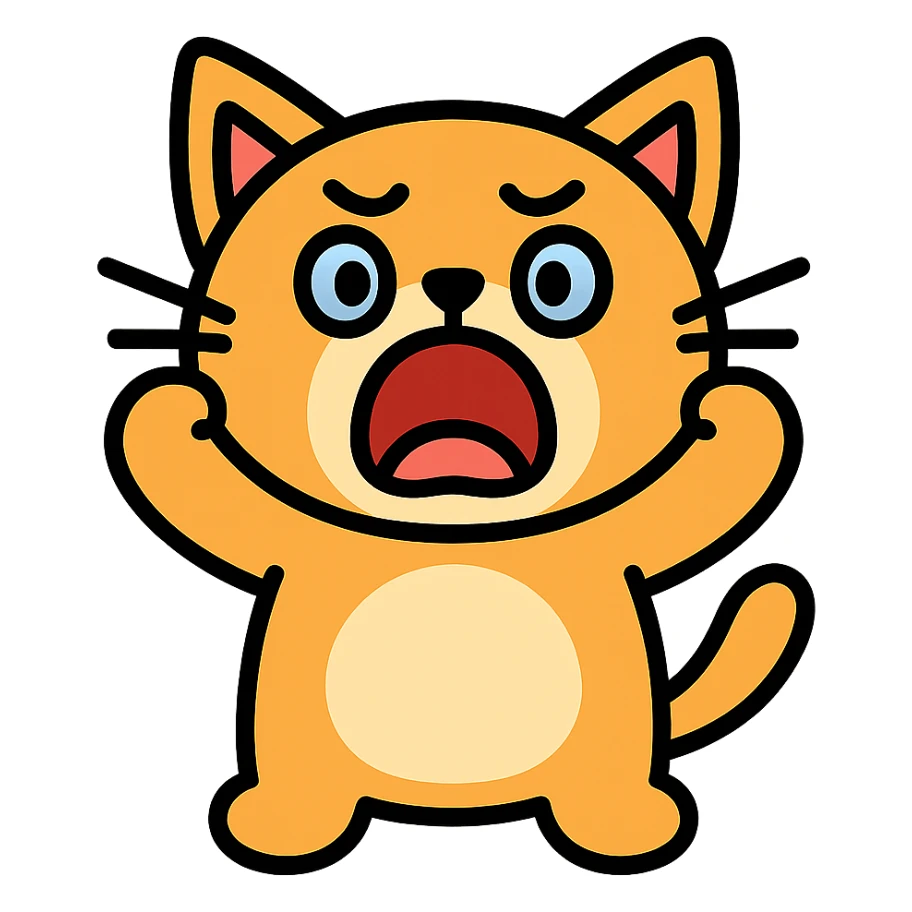 color outline icon style cute cat, shouting 'Help!' (no text included as icon-color-outlined style does not support text) sticker