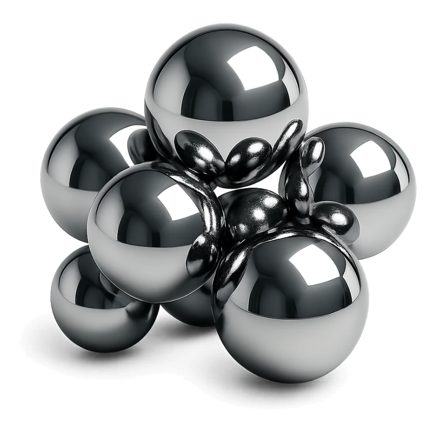 group of chrome spheres clustered together, highly reflective and metallic sticker