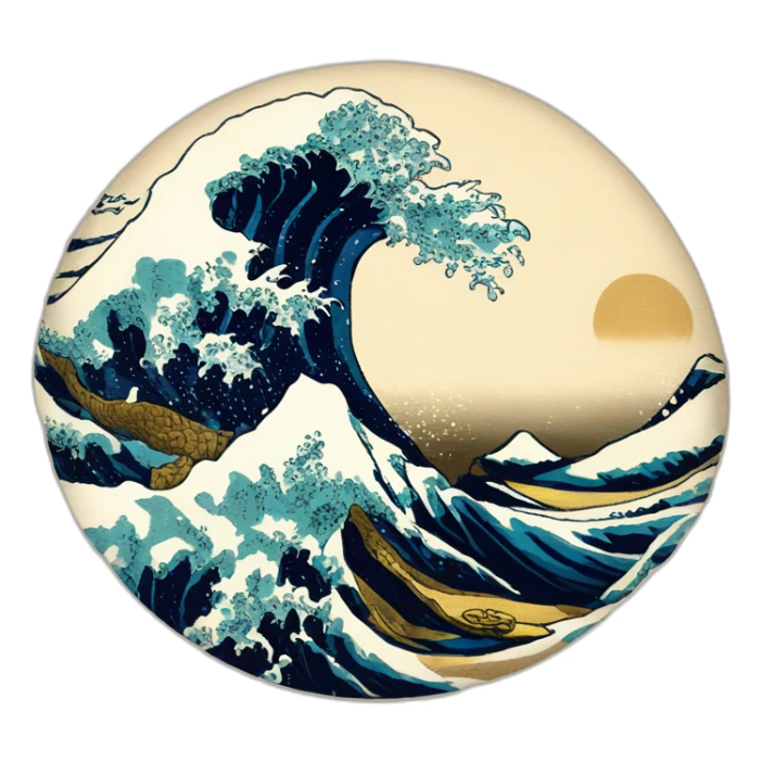 Hokusai in the style of Salvador Dali sticker