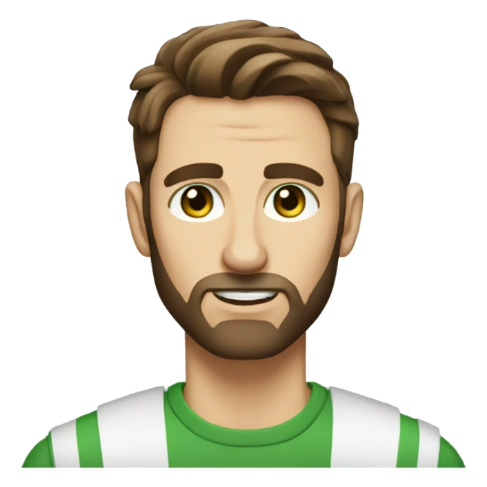 man, short brown hair, short beard, VERY LONG AND POINTY nose, white, green eyes sticker