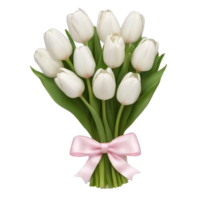 White tulips bouquet with light pink bow  sticker