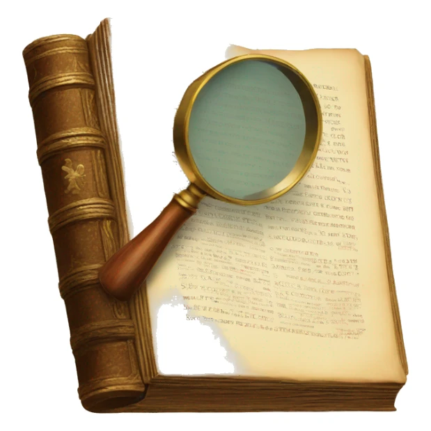 vintage book with magnifying glass sticker