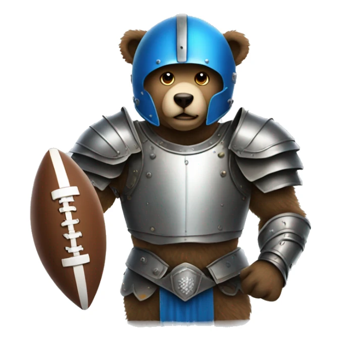 blue eyes bear in armor playing football sticker