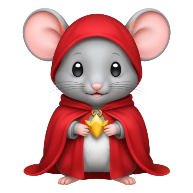 baby grey mouse, in magic red cloak sticker
