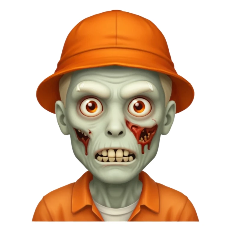 zombie man in orange hats sticker