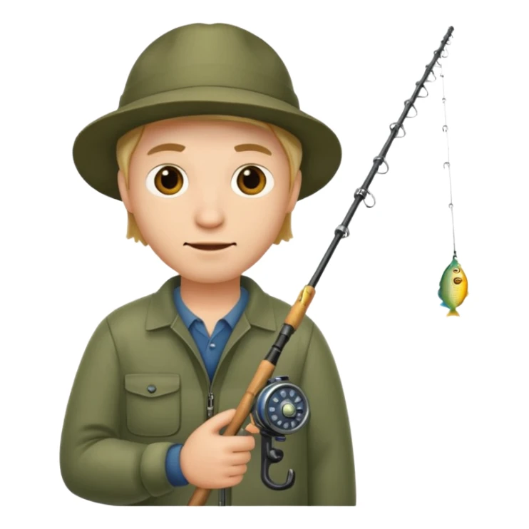 a man holding a fishing rod sticker