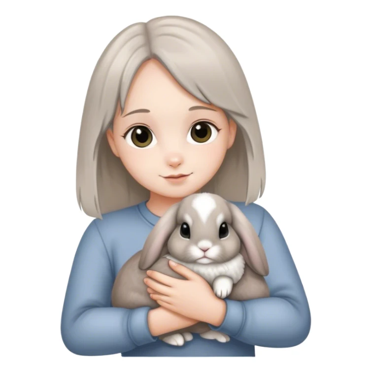 Me holding a grey holland lop bunny sticker