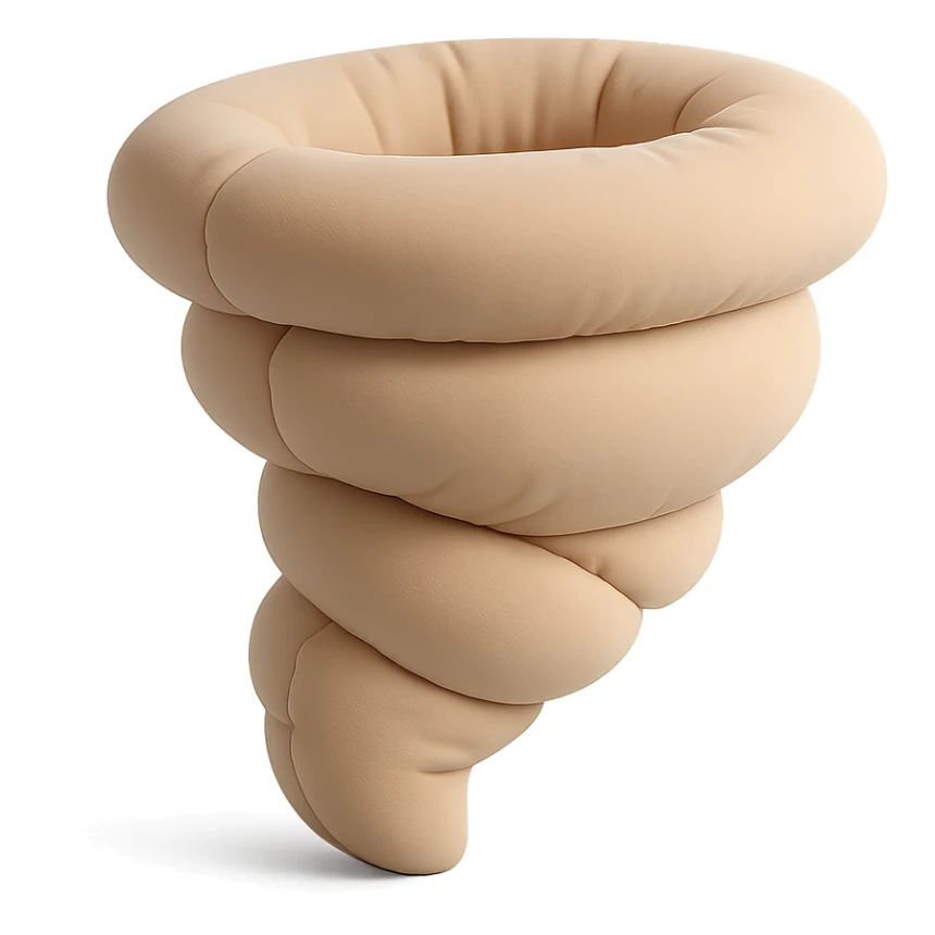 cushion style tornado, plush and rounded, soft edges sticker