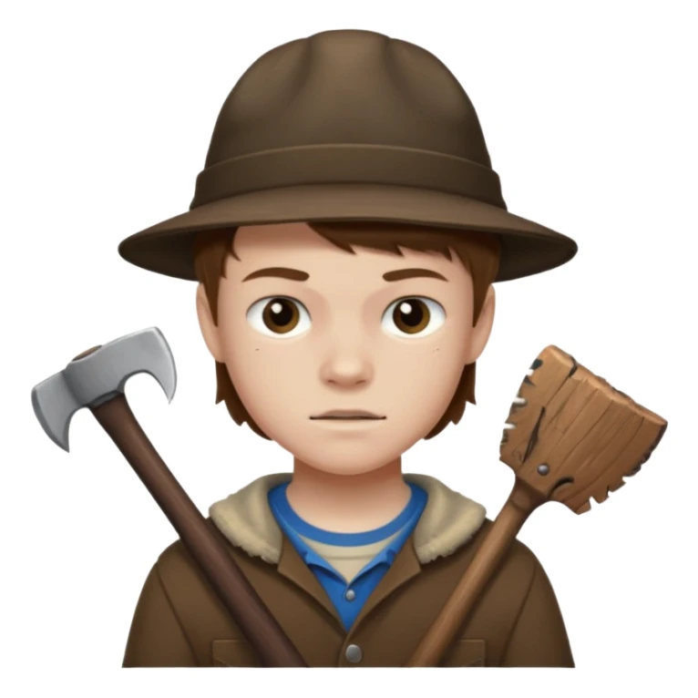 13 y/o Brian robeson at the beginning of Hatchet
determined, has hatchet sticker