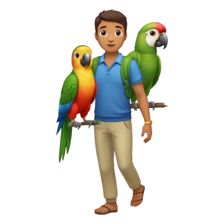 Walker + parrot on shoulder, Pet Walkers, Full body with walk pose sticker