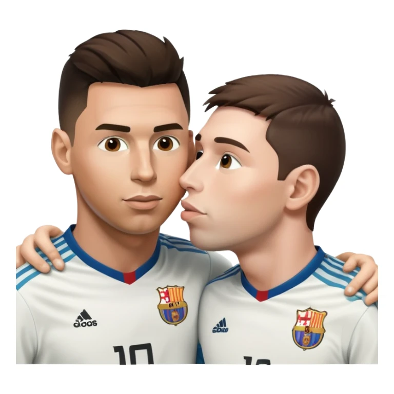 Ronaldo and Messi soccer players kissing sticker