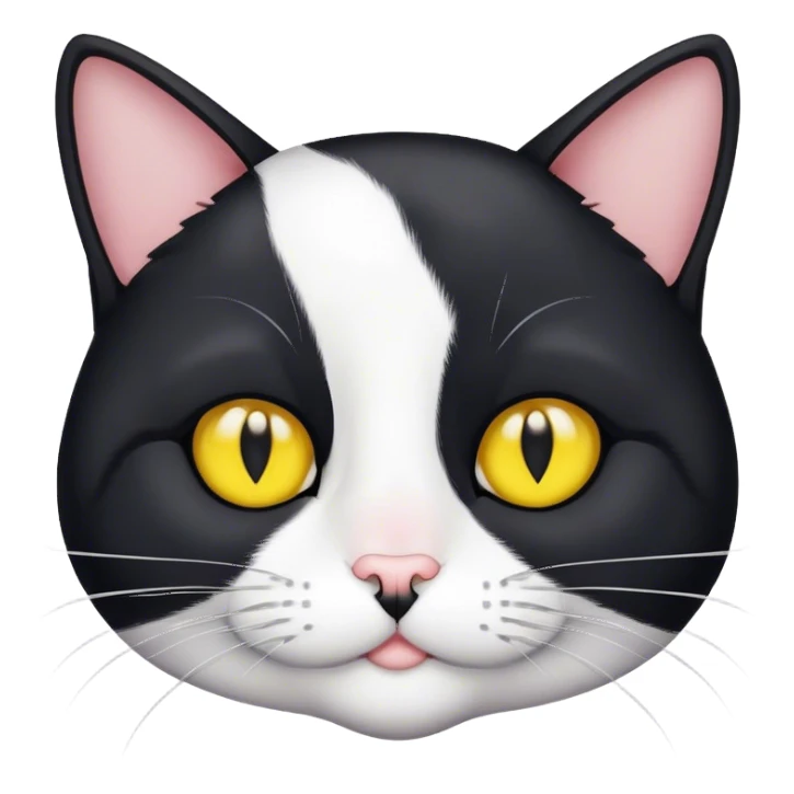 Tuxedo cat with a small white mouth. Yellow eyes, black nose  sticker