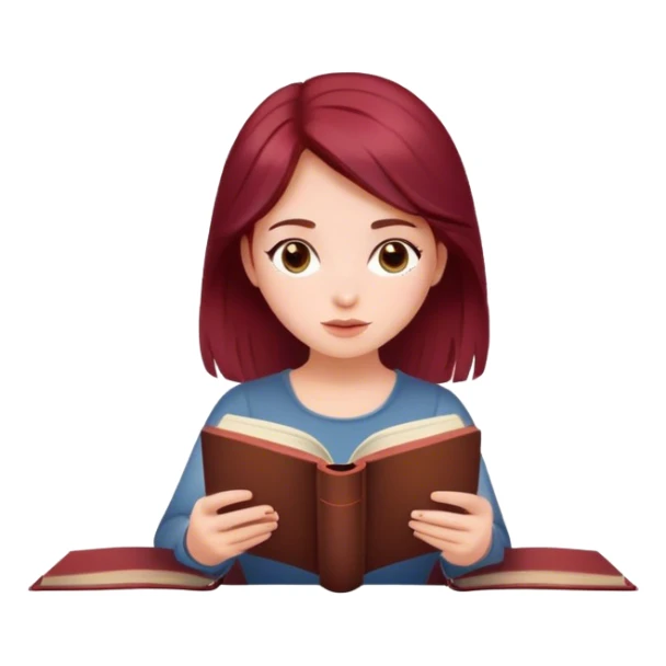 A beautiful, burgundy haired girl reading a book sticker