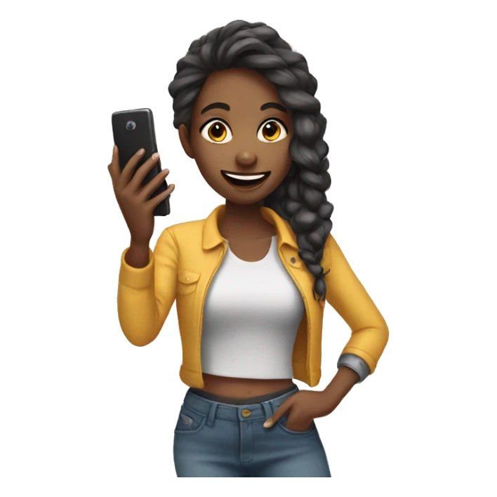 a girl with a phone making selfie sticker